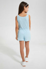 Load image into Gallery viewer, Redtag-Sky-Blue-Solid-Jump-Suits-Jumpsuits-Girls-2 to 8 Years
