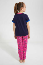 Load image into Gallery viewer, Redtag-Navy-Nightsuit-Pyjama-Sets-Girls-2 to 8 Years
