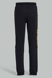 Redtag-Black-Side-Tape-Active-Pants-Joggers-Senior-Boys-9 to 14 Years