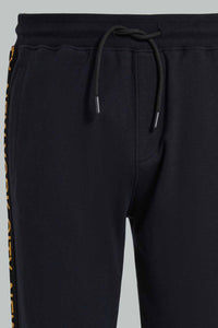 Redtag-Black-Side-Tape-Active-Pants-Joggers-Senior-Boys-9 to 14 Years