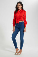 Load image into Gallery viewer, Redtag-Red-Neck-Bow-Long-Sleeve-Blouse-Long-Sleeve-Blouses-Women&#39;s-
