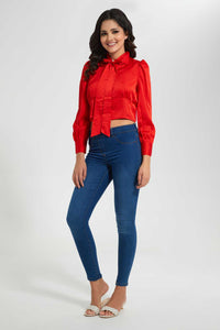 Redtag-Red-Neck-Bow-Long-Sleeve-Blouse-Long-Sleeve-Blouses-Women's-