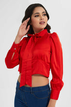 Load image into Gallery viewer, Redtag-Red-Neck-Bow-Long-Sleeve-Blouse-Long-Sleeve-Blouses-Women&#39;s-
