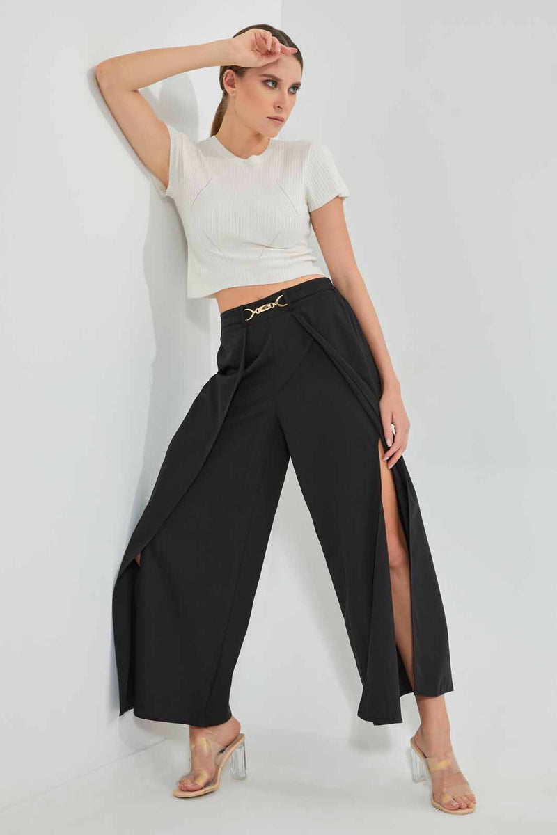 Redtag-Black-High-Wasit-Front-Tie-Up-Pants-Trousers-Women's-