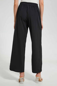 Redtag-Black-High-Wasit-Front-Tie-Up-Pants-Trousers-Women's-