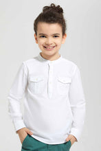 Load image into Gallery viewer, Redtag-White-Double-Pocket-Mandarin-Collar-Shirt-Casual-Shirts-Boys-2 to 8 Years
