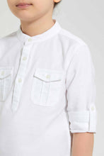 Load image into Gallery viewer, Redtag-White-Double-Pocket-Mandarin-Collar-Shirt-Casual-Shirts-Boys-2 to 8 Years
