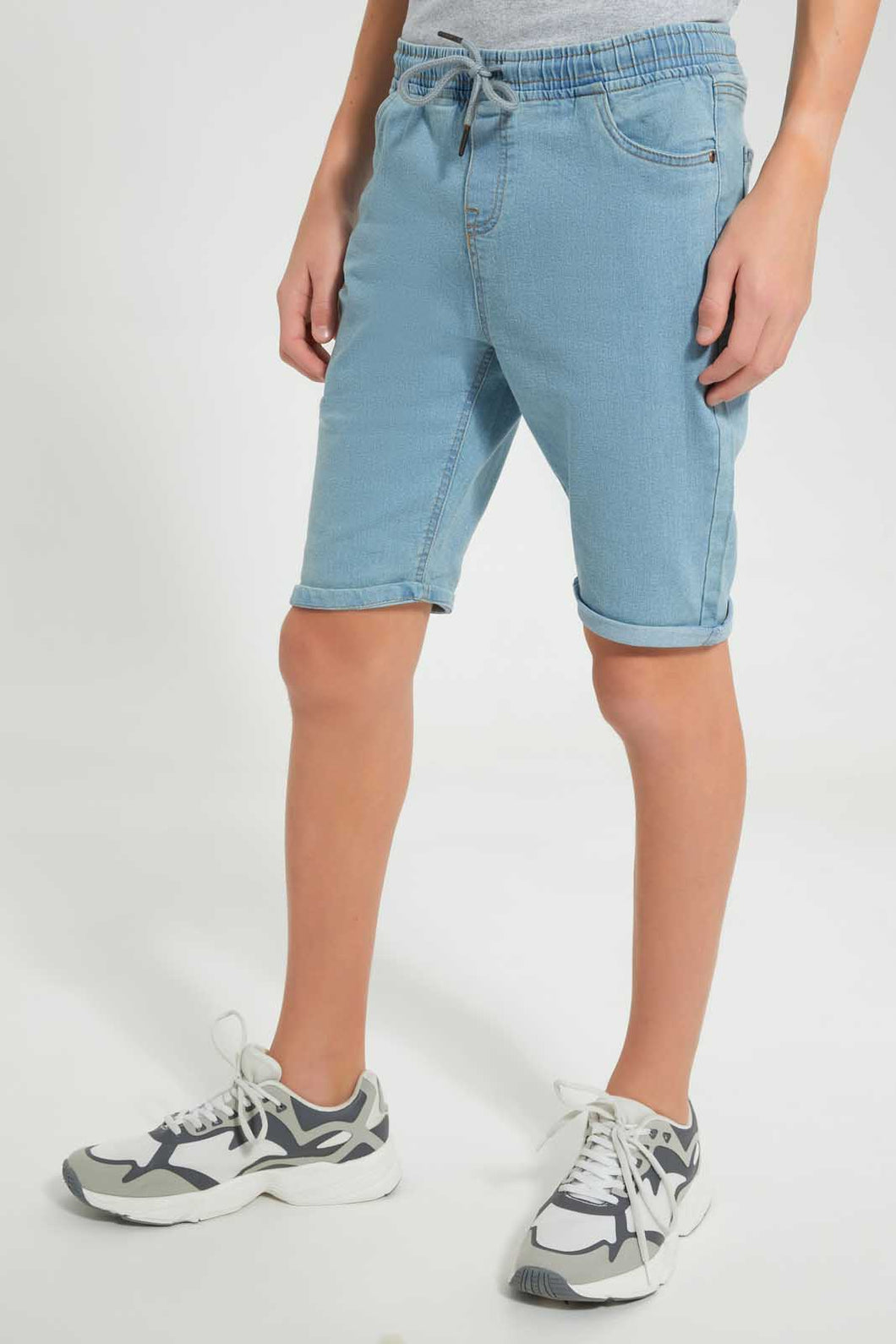 Redtag-Light-Wash-Pull-On-Short-Pull-On-Shorts-Senior-Boys-9 to 14 Years