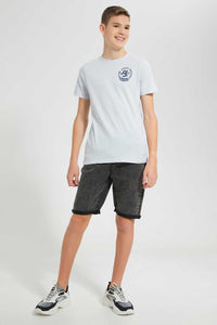 Redtag-Mid-Grey-Pull-On-Short-Pull-On-Shorts-Senior-Boys-9 to 14 Years