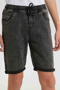 Redtag-Mid-Grey-Pull-On-Short-Pull-On-Shorts-Senior-Boys-9 to 14 Years