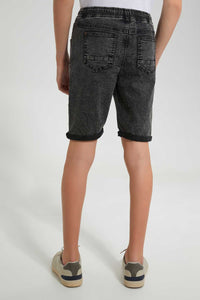 Redtag-Mid-Grey-Pull-On-Short-Pull-On-Shorts-Senior-Boys-9 to 14 Years