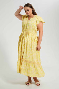 Redtag-Yellow-Floral-Printed-Dress-Dresses-Women's-