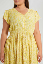 تنزيل الصورة على معرض الصور، Redtag-Yellow-Floral-Printed-Dress-Dresses-Women&#39;s-
