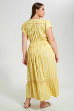 تنزيل الصورة على معرض الصور، Redtag-Yellow-Floral-Printed-Dress-Dresses-Women&#39;s-
