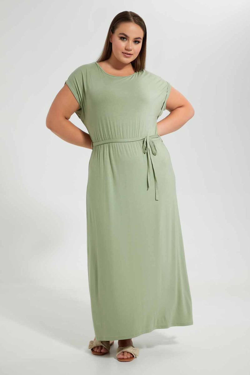 Redtag-Mint-Olive-Maxi-Dress-Plain-Dresses-Women's-