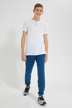 Load image into Gallery viewer, Redtag-White-Jacquard-Henley-Tshirt-Plain-T-Shirts-Senior-Boys-9 to 14 Years
