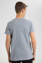 Load image into Gallery viewer, Redtag-Mid-Grey-Jacquard-Henley-Tshirt-Plain-T-Shirts-Senior-Boys-9 to 14 Years
