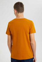 Load image into Gallery viewer, Redtag-Mustard-Jacquard-Henley-Tshirt-Plain-T-Shirts-Senior-Boys-9 to 14 Years
