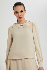 Redtag-Beige-Longsleeve-Blouse-Blouses--