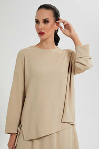 Redtag-Beige-Longsleeve-Blouse-Blouses--