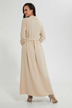 Load image into Gallery viewer, Redtag-Cream-Long-Shit-Dress-With-Belt-In-Longsleeves-Dresses--
