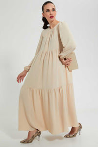 Redtag-Cream-Long-Dress-With-Panels-Dresses--