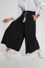 Load image into Gallery viewer, Redtag-Black-Flared-Pants-With-Slit-Skirts--
