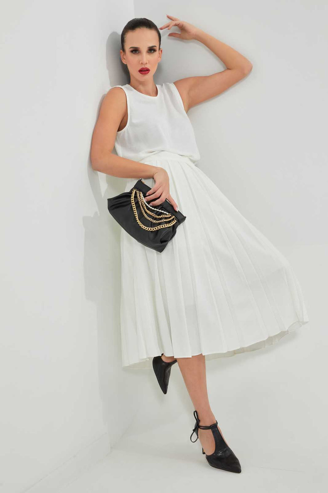 Redtag-Cream-Flared-Pleated-Skirt-With-Bow-Tie-Skirts--