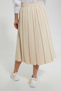 Redtag-Beige-Flared-Pleated-Skirt-With-Bow-Tie-Skirts--