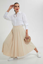 تنزيل الصورة على معرض الصور، Redtag-Beige-Flared-Pleated-Skirt-With-Bow-Tie-Skirts--
