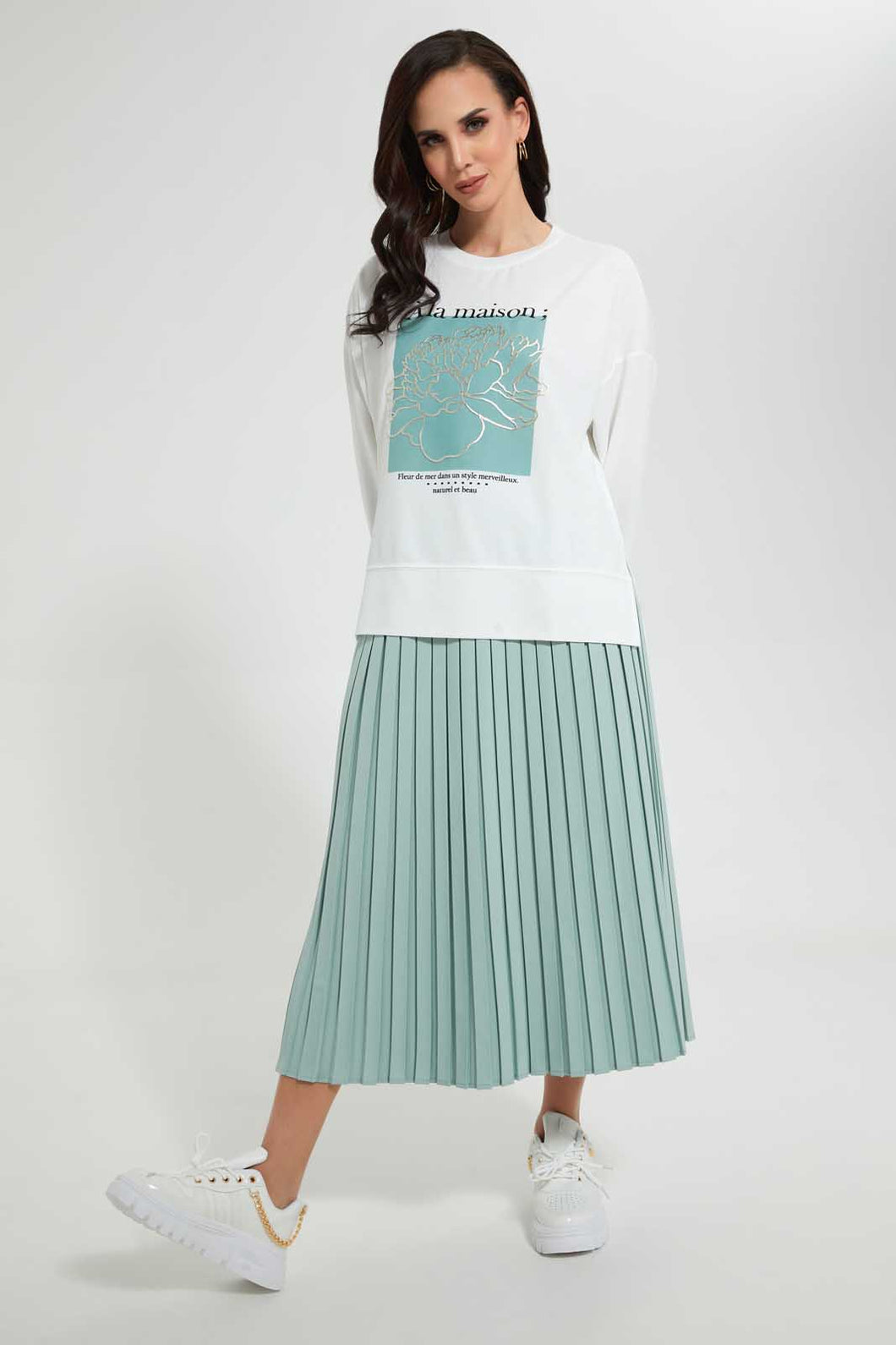 Redtag-Green-Knee-Length-Skirt-Skirts--