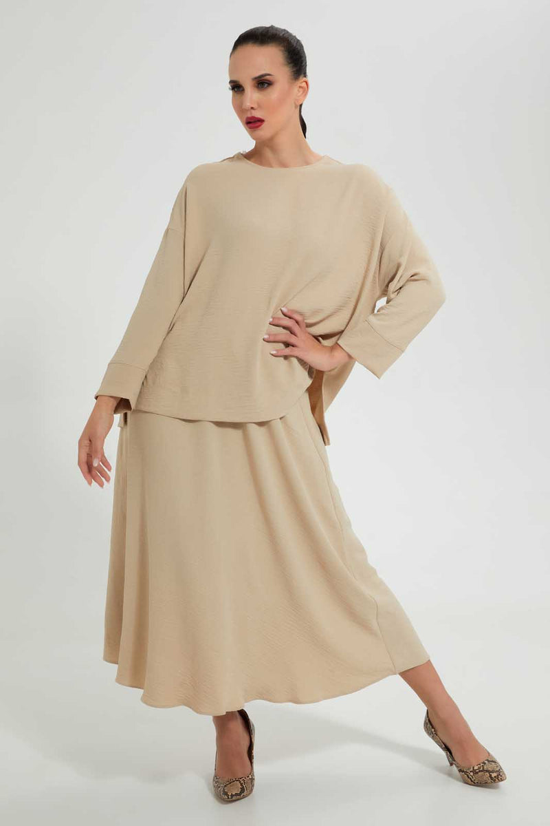 Redtag-Beige-Knee-Length-Skirt-Skirts--