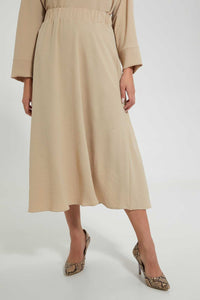 Redtag-Beige-Knee-Length-Skirt-Skirts--