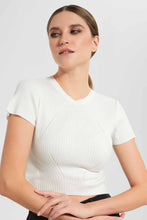 تنزيل الصورة على معرض الصور، Redtag-White-Crewneck-Shortsleeve-Top-Tops-Women&#39;s-
