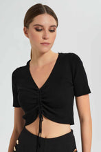 تنزيل الصورة على معرض الصور، Redtag-Black-Y-Neck-With-Front-Adjuster-Top-Tops-Women&#39;s-
