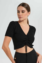 تنزيل الصورة على معرض الصور، Redtag-Black-Y-Neck-With-Front-Adjuster-Top-Tops-Women&#39;s-
