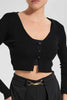 Redtag-Black-Longsleeve-Button-Front-Top-Tops-Women's-