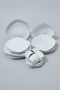 White Plain Porcelain Square Dinner Set (20-Piece Set) - REDTAG