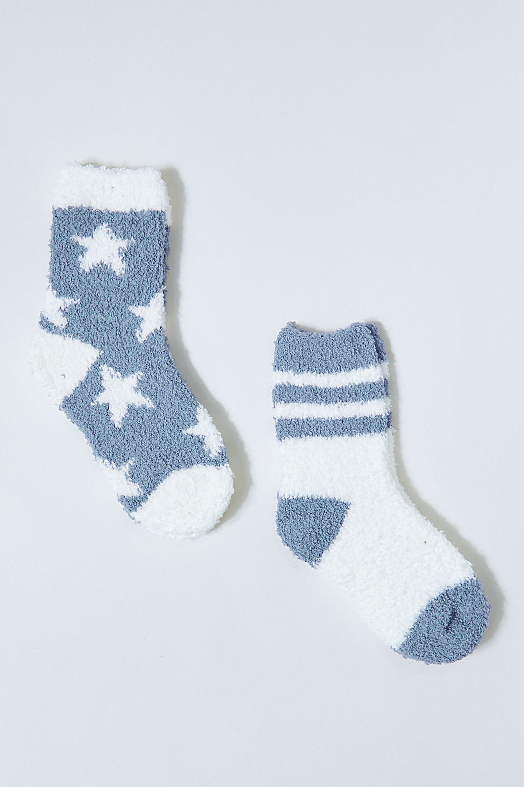 Grey/White Fluffy Ankle Socks (2-Pack)