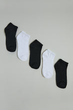 Load image into Gallery viewer, Black/White Plain Ankle Socks (5-Pack)
