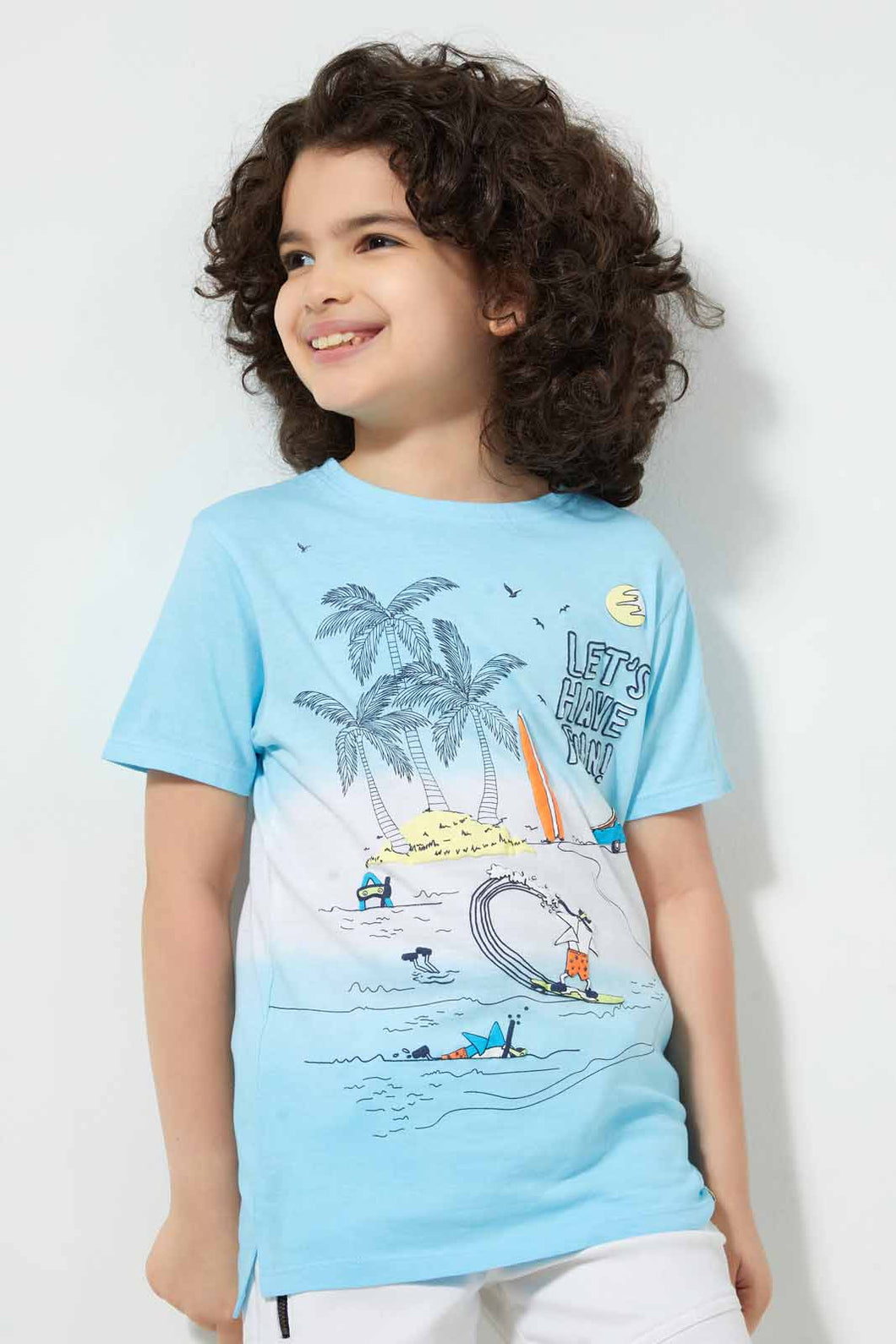 Blue And White Beach T-Shirt