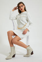 Load image into Gallery viewer, Ivory Checked Dress With Chain And Buttons
