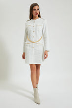 Load image into Gallery viewer, Ivory Checked Dress With Chain And Buttons
