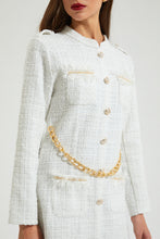 Load image into Gallery viewer, Ivory Checked Dress With Chain And Buttons

