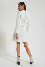 Load image into Gallery viewer, Ivory Checked Dress With Chain And Buttons
