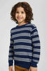 Navy Striped Crew Neck Pullover