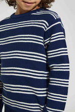 Load image into Gallery viewer, Navy Striped Crew Neck Pullover
