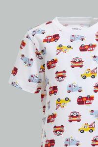 White Car T-Shirt For Baby Boys