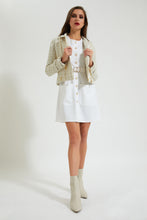 Load image into Gallery viewer, Beige Tweed Biker Jacket
