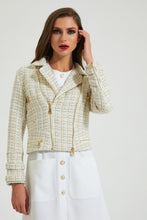 Load image into Gallery viewer, Beige Tweed Biker Jacket
